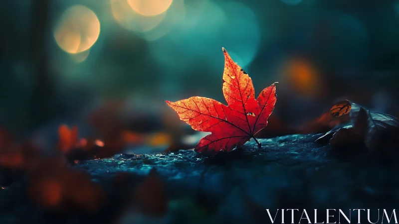 Luminous maple leaf macro with shallow depth-of-field bokeh.
