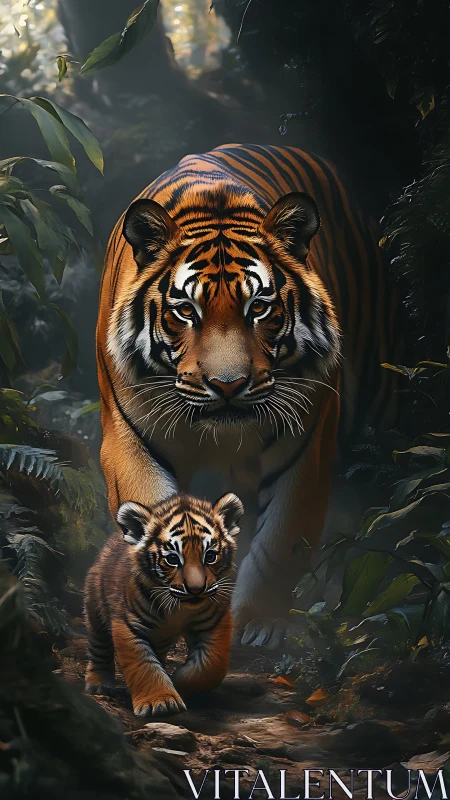 Photorealistic Tiger and Cub: Bilateral Symmetry in Mammalian Facial Structure