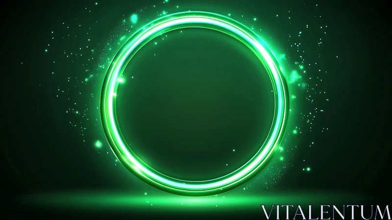 Luminous emerald energy ring with glowing particle halo.