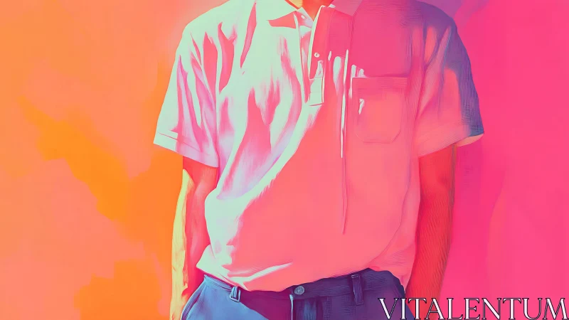 Pastel portrait isolates torso in vivid duotone light