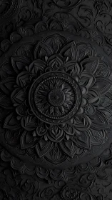 Monochrome embossed mandala relief with high-depth radial layering