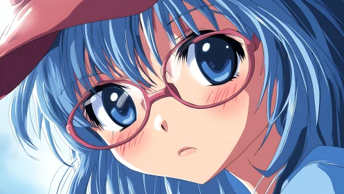 Sky-bright shy gaze behind rose frames in anime sunlight.