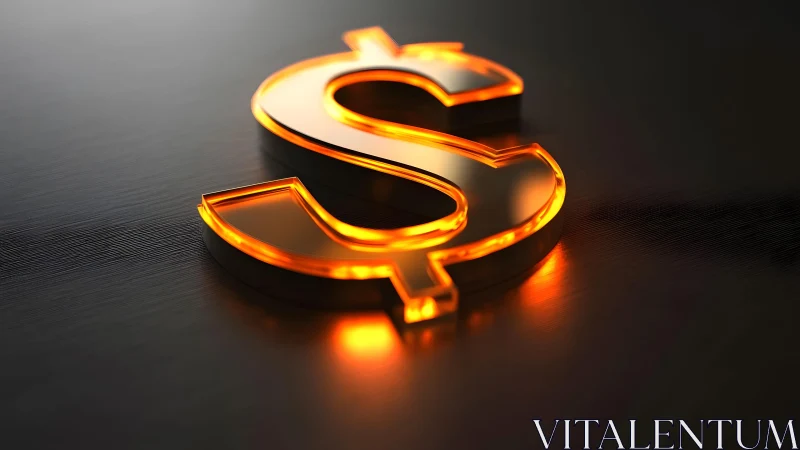 Glowing Dollar Symbol in Modern Metallic Style on Dark Background.