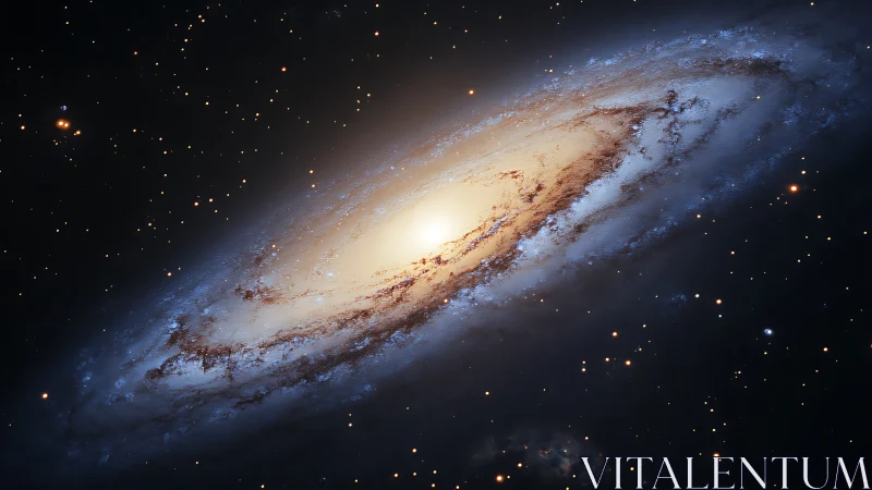 Gentle spiral galaxy glowing in a quiet, star-sprinkled night sky.