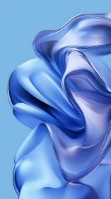 Iridescent blue fluid fold structure with glossy translucent surfaces