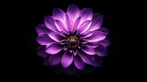 Luminous Purple Dahlia Blooming Against Darkness