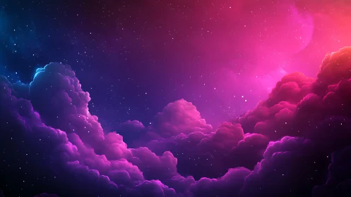 Nebula cloudscape glows with vivid magenta starlight.