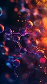 Molecular constellations drift through neon fire and shadow