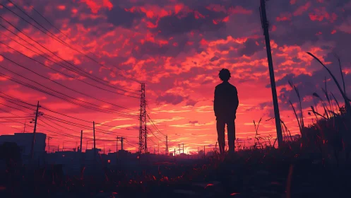 Quiet sunset pause with a lone dreamer over the city.