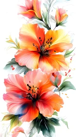 Radiant Floral Cascade: Layered Watercolor Blooms