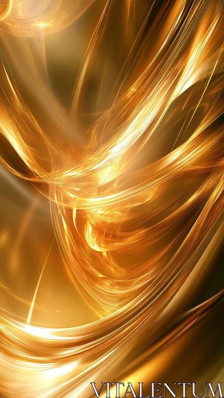 Liquid gold light ribbons in abstract flowing motion.
