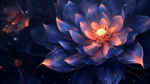 Digital render depicts bioluminescent lotus-like flower form