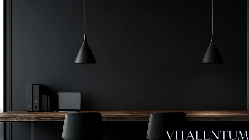 Midnight studio desk where dark minimalism quietly hums.