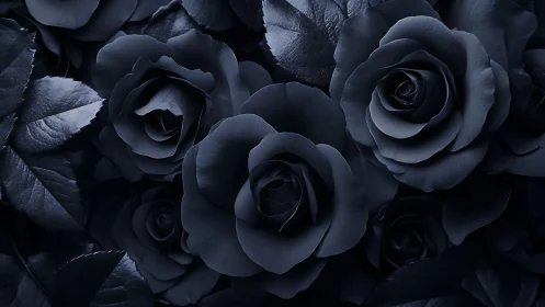 Moody Black Rose Cluster with Dramatic Chiaroscuro Lighting