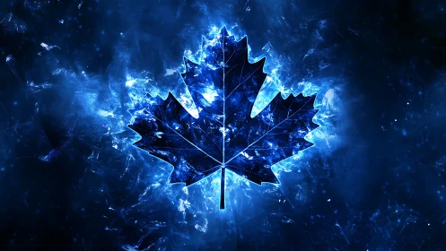 Stellar maple leaf burns cold and bright in electric blue