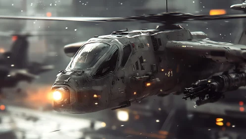 Cybernetic attack helicopter in low-altitude urban approach