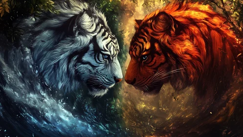Ice and Fire: Opposing Tiger Spirits.