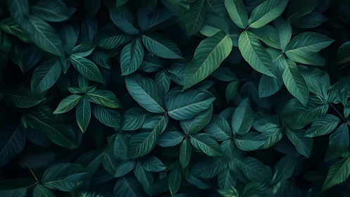 Midnight leaf chorus in deep emerald hush.