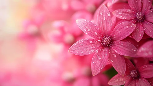 Prismatic Magenta Coreopsis with Hygroscopic Water Droplet Coverage.