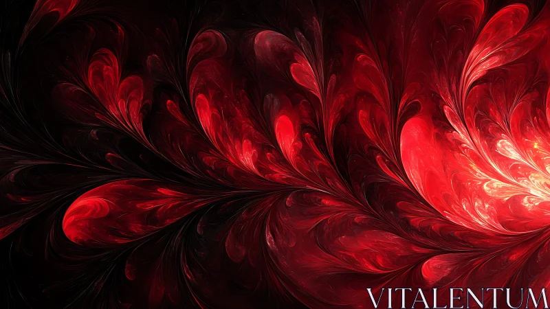 Red and black fractal curves form petal like radial structures