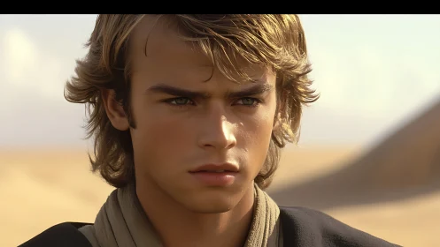 Desert wind studies the young wanderer’s determined gaze