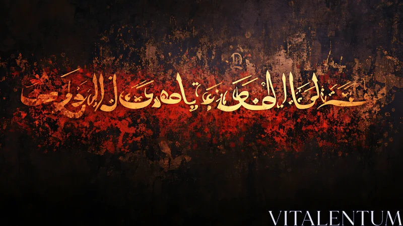Arabic calligraphy glows against distressed, textural backdrop