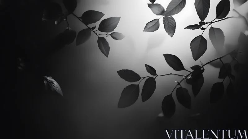 Silhouetted Tree Branches in Soft Black and White Minimalism.