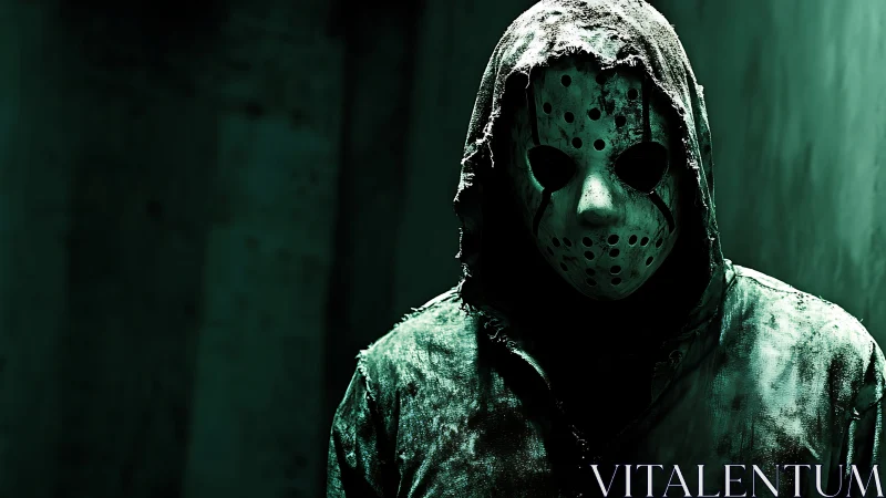 Mask of midnight echoes in a rotten green corridor.