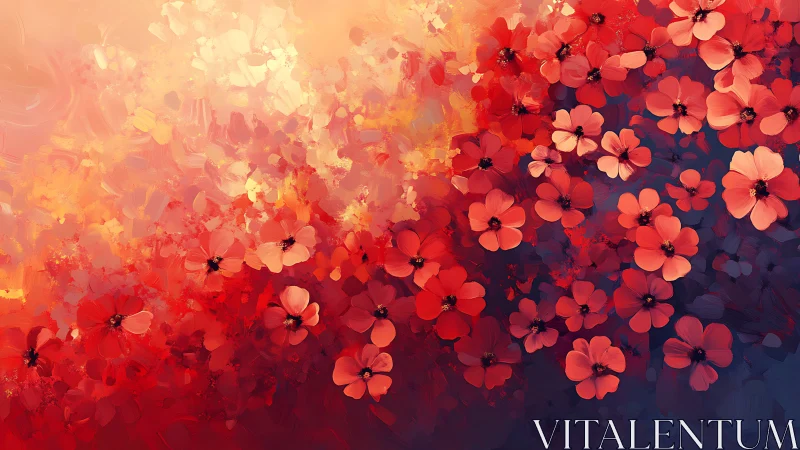 Chromatic gradient floral field rendered with dynamic impasto lighting