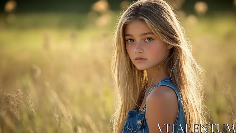 Golden Hour Reverie: Young Portrait in Wheat Fields