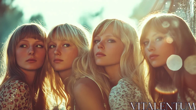 Sunlit sisters drift through mirrored afternoon reveries