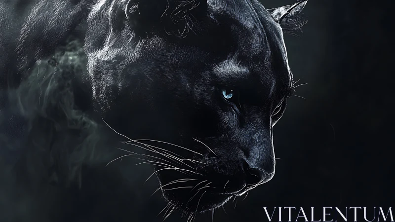Black Panther Profile Against Dark Background