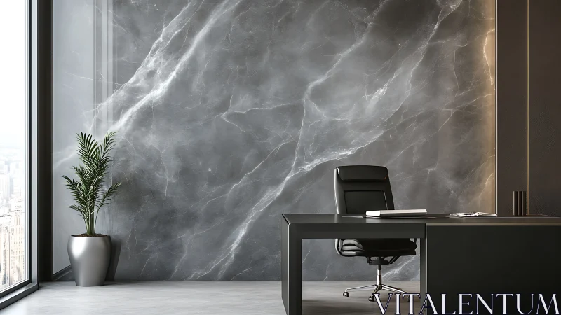 Marble storm boardroom with brooding black desk calm.