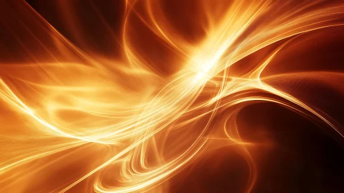 Glowing Abstract Orange Light Swirls in Dynamic Digital Art.