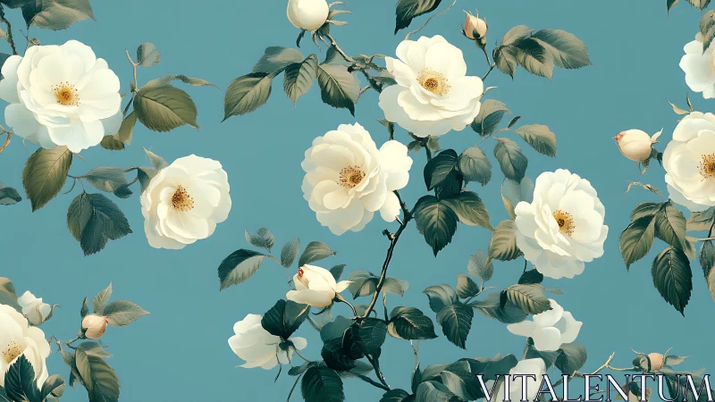 White Roses in Blue Skies.