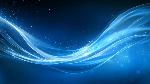 Luminescent blue energy waves over deep cosmic field.