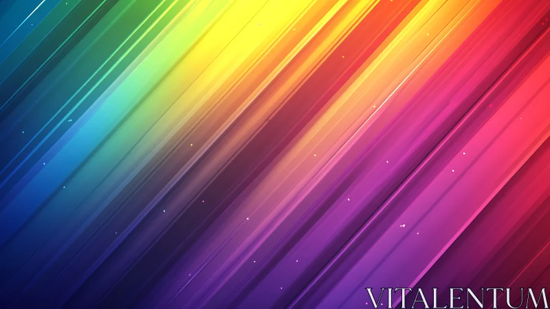 Vibrant diagonal rainbow light streaks abstract background.