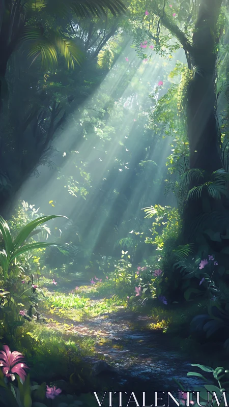 Enchanted Forest Canopy: Luminous Digital Landscape.