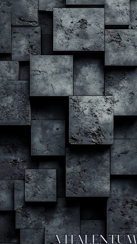 Stacked basalt squares in moody charcoal labyrinth layers.