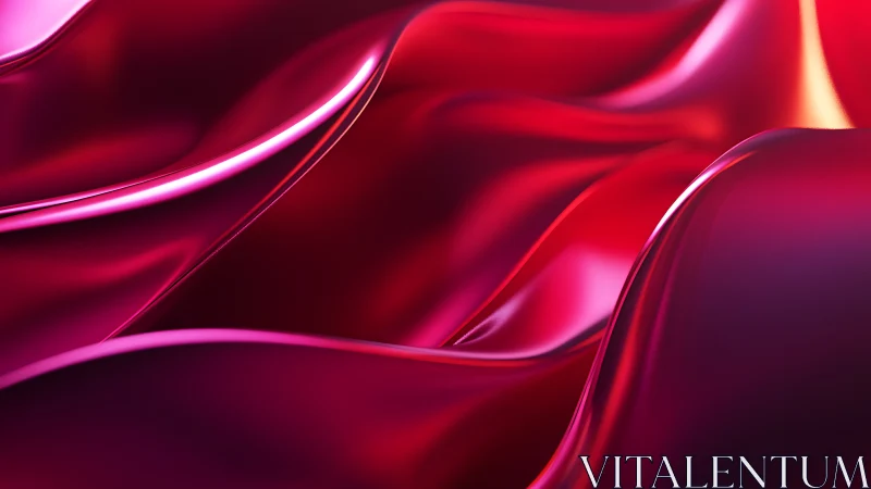 Crimson satin waves ripple in luminous abstract twilight.
