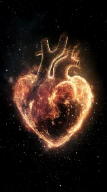 Luminous Cardiac Anatomy: Stellarized Human Heart Against Cosmic Void.