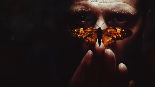 Gazed upon by a monarch butterfly in shadowed silence.