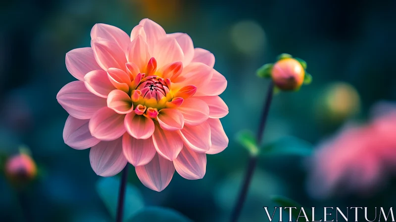 Stunning Pink Dahlia Blooming in Garden Soft Focus