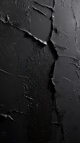 Textured black surface exhibits cracks and layered coatings