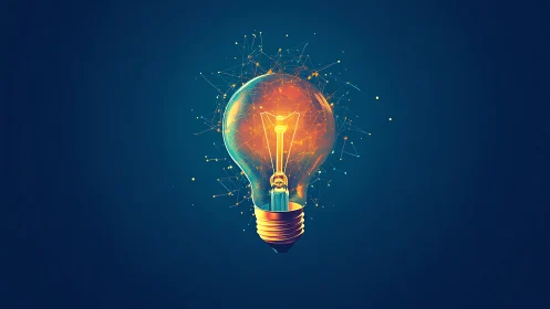 Glowing networked lightbulb symbolizing digital innovation.