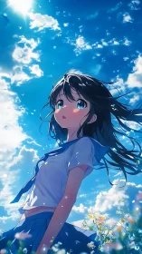 Sunlit daydream under a wide blue summer sky.