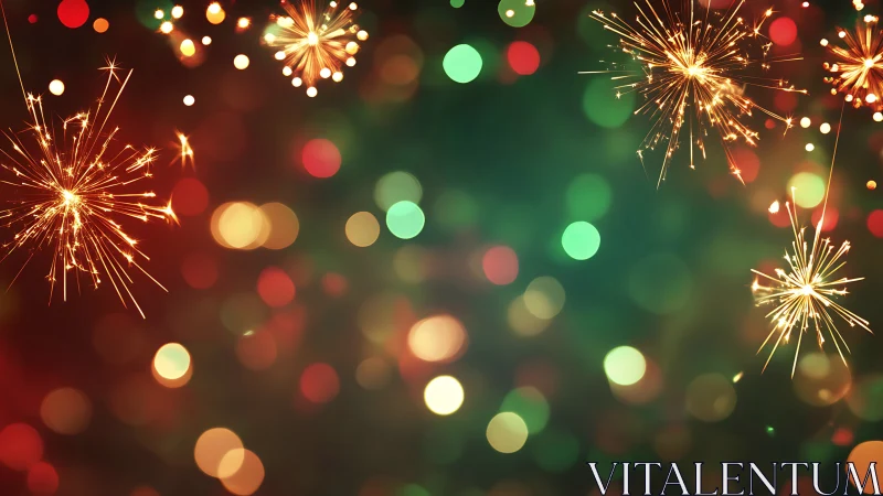 Macro sparklers with multicolor festive bokeh background field