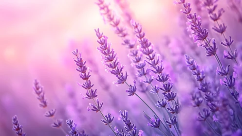 Lavender Fields in Soft Focus. Purple blooms drift through dreamy bokeh light.
