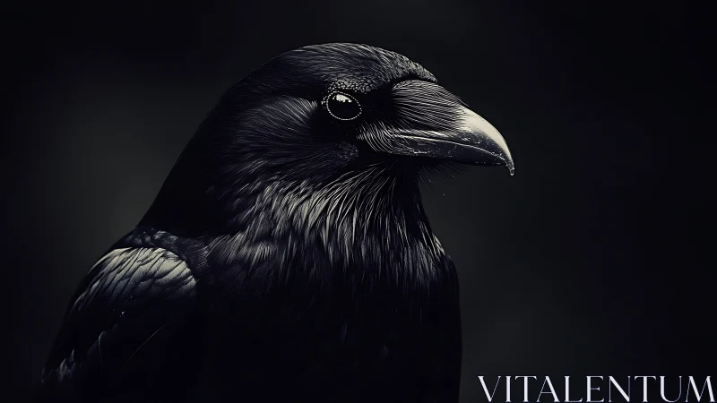Raven Portrait with Dramatic Chiaroscuro Lighting.