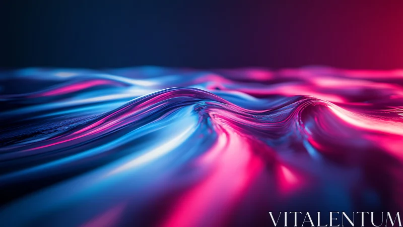 Neon pink and blue liquid waves in close abstract view.